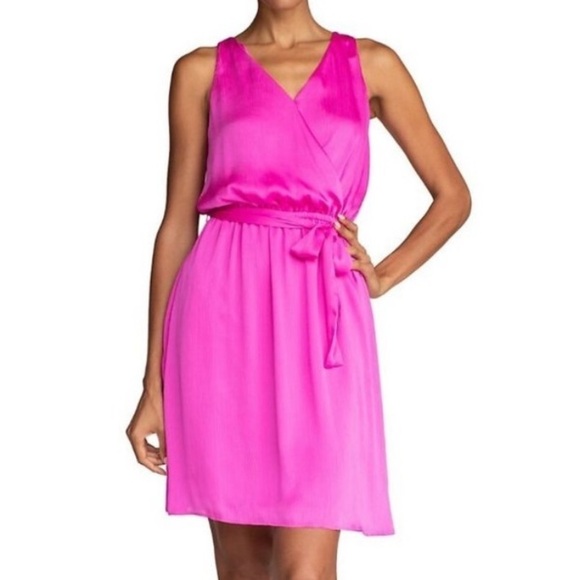 Trina Turk Pink Planetary Mini Dress Faux Wrap Sash Belt Size Small NWT - Picture 7 of 12